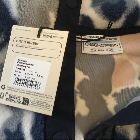 Women’s Craghoppers Eabah Overhead-NWT blue navy print Size:L/10 - Picture 7 of 7